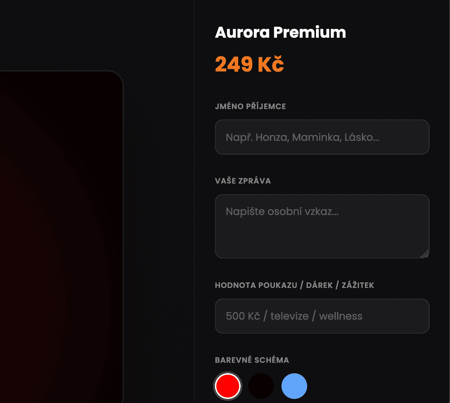 Ukázka editoru poukazu